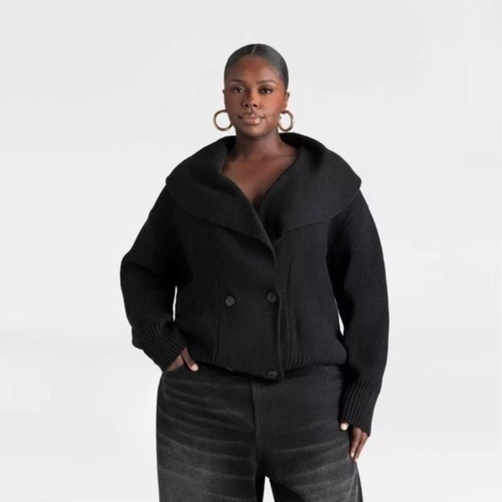KBB KAHLANA Target Womens Plus 2X Extra Large The Peacoat Cardigan Sweater Black